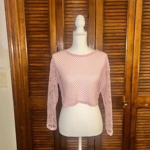 Elegant Pink Mesh Crop Top
